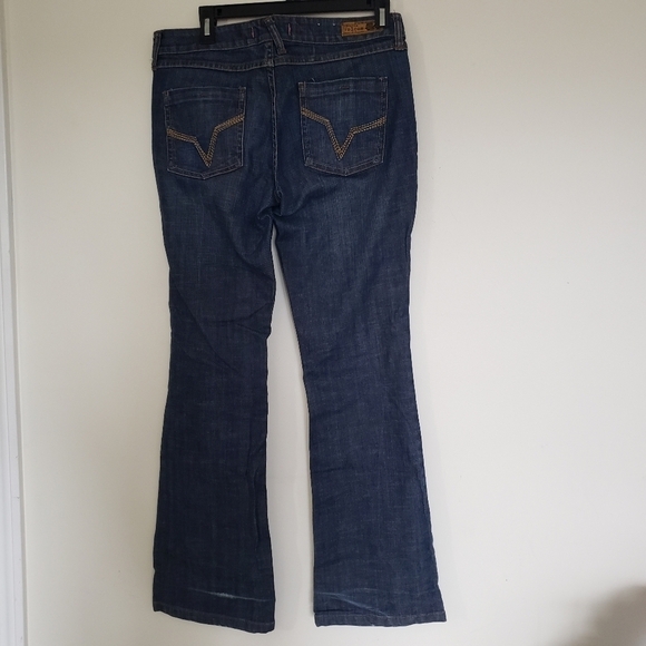 Volcom Boot Cut Wide Leg Jeans Darkwash Juniors Size 11 5 Pocket Denim - Picture 5 of 12